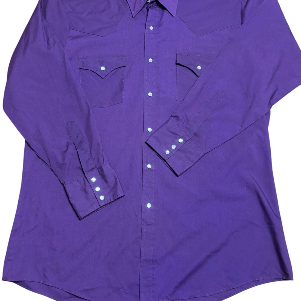 Vintage Ely Plains Western Shirt Mens 17 34/35 Purple Pearl Snap Cowboy Rodeo